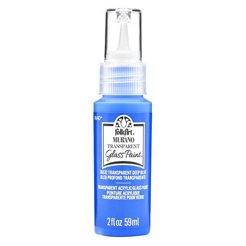 FolkArt Murano Acrylic Glass Paint, Perfect for Indoor and Outdoor Arts and Crafts Projects, 2 fl oz, 36532, Transparent Deep Blue