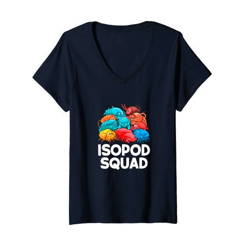 Cute Nature Animal Invertebrate Enthusiast Womens Isopod Squad colorful rollie pollie creatures isopod V-Neck T-Shirt