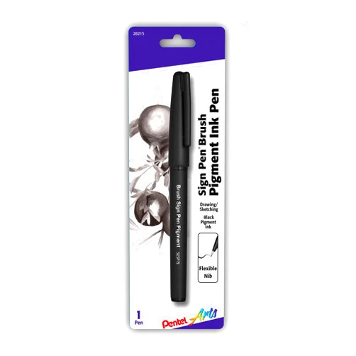 Pentel Arts Sign Pen Brush, Black Pigment Ink, 1 Pack (SESP15BPA)