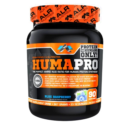 ALR Industries Humapro | Amino Acids Protein Matrix for Humans | 99% Utilization for Lean Muscle | Vegan, Gluten Free | 667g / 90 Servings (Blue Raspberry)