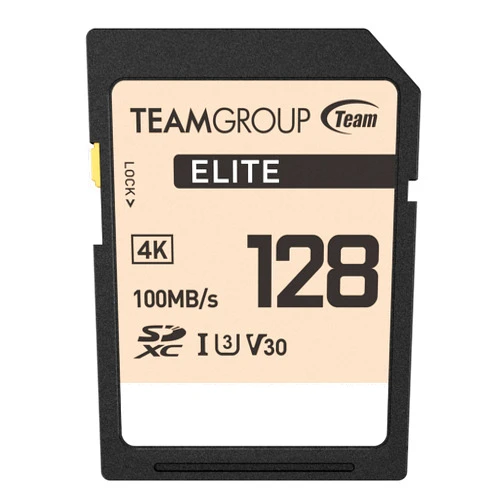 TEAMGROUP Elite 128GB UHS-I U3 V30 UHD Read Speed up to 100MB/s SDXC High Speed 4K Memory Card Compatible with Canon Sony Nikon Panasonic FUJIFILM Digital Camera TESDXC128GIV3069