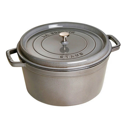 STAUB Cast Iron Roaster/Cocotte, Round, 8.35 L, Graphite Grey, 30 cm