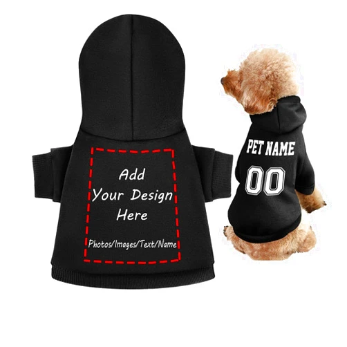 GeRRiT Personalized Dog Hoodies Custom Puppy Sweater Shirt with Pets Name Or Number ID Clothes for Poodle Yorkie Small Medium Dog