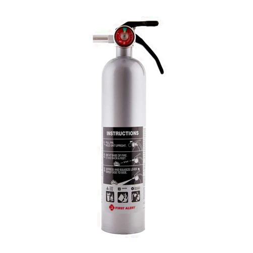 First Alert DHOME1 Rechargeable Standard Home Fire Extinguisher, UL Rated 1-A:10-B:C, Pewter