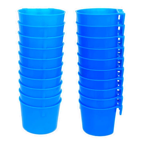 ORIBUKI Pack of 20 Chicken Feeder Cups for Cage Hanging Bird Waterer 8 OZ Rabbit Water Food Bowl Pigeon Feeding Dishes Bunny Poultry Coop Drinker Quail Seed Treats Dispenser Duck Drinking Bottle