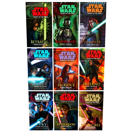 By Aaron Allston (Author), Karen Traviss (Author), Troy Denning (Author) & 0 more Star Wars - Legacy of the Force (Books 1-9, Betrayal, Bloodlines, Tempest, Exile, Sacrifice, Inferno, Fury, Revelation, Invincible)