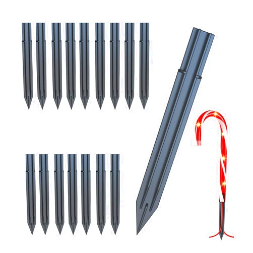 MINYIKJ 16 PCS Replacement Stakes for Christmas Candy Cane Lights Outdoor, Plastic Candy Cane Pathway Markers Lights Spike Replacer, Size 0.61 * 6.2 Inches, Used to Maintain Candy Cane Pathway Lights
