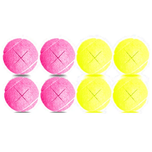 ZUJEAM Tennis Balls for Walkers Pre Cut 4 Pack Pink + Walker Tennis Balls 4 Pack Yellow