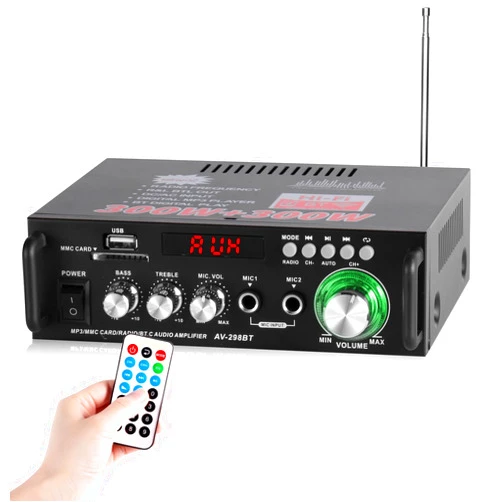 SOBATTY Home Audio Receivers & Amplifier HiFi Bluetooth Audio Amplifier Max 300Wx2 Wireless Bluetooth 5.0, RMS 40Wx2 Power Amp 2 Channel Stereo Receiver for Home Theater Speaker (BLACK1)