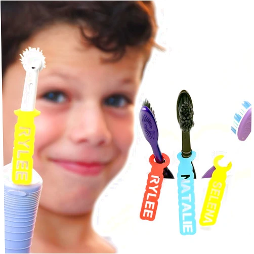 Name-Me ARG Personalized Toothbrush Name Tags for Kids and Adults, 2 Pack, Silicone Labels to Organize and Identify Toothbrushes, Home and Travel, Customized Markers, Universal