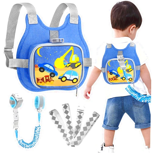 Accmor Toddler Harness Leash + Reflective Anti Lost Wrist Link, Cute Car Kids Back Pack with Hand Strap Collapsible Child Walking Restraint Belt Tether Hold Baby Boys Close for Outdoor Travel