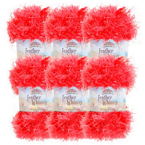 BambooMN JubileeYarn Feather Whimsy Eyelash Yarn - 50g/Skein Fine Polyester Fur - Wine Red - 6 Skeins