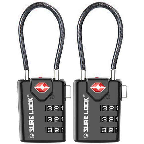SURE LOCK TSA Compatible Travel Luggage Locks, Inspection Indicator, Easy Read Dials TSA Approved with Zinc Alloy