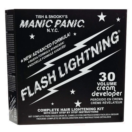 MANIC PANIC Flash Lightning Hair Bleach Kit - Bleach Powder + 30 Volume Developer - Hair Lightener for Dark Shades - Lifts Up to 5 Levels - Achieve Medium to Light Blonde - Vegan & Cruelty-Free