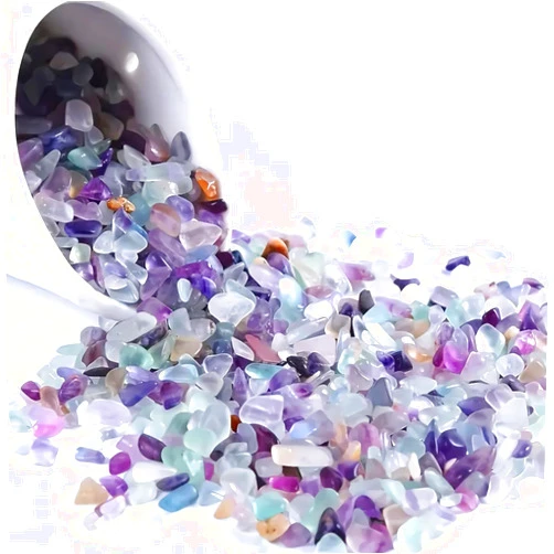 Wanwanzi 1lb Fluorite Aquarium Gravel Rocks - Natural Tumbled Healing Crystal Chips - Bulk Gemstones for Fish Tank Decor - Fountain Vase Filler Planters - for Potted Plants