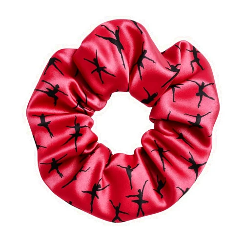 Sportybella Pink Dance Scrunchie, Girls Hair Accessory with Dancer Silhouette Design, Durable Ballet Elastic Hair Tie, Gift for Recitals & Ballerinas