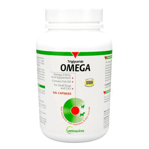 Vetoquinol Triglyceride Omega 3 Supplement for Dogs and Cats, Fish Oil Supplement with EPA and DHA, Promotes Skin, Coat, Joint, and Immune Health, Omega 3 Fish Oil for Dogs and Cats up to 30lbs, 250ct