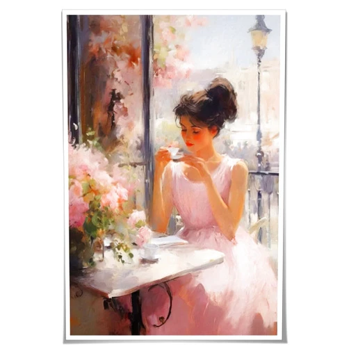 BLHESGO Cafe Portrait Print Retro Paris Woman Painting Vintage Bedroom living room Pictures Prints Rustic Wall Decor ﻿16x24inch Unframed, UIORYI-D