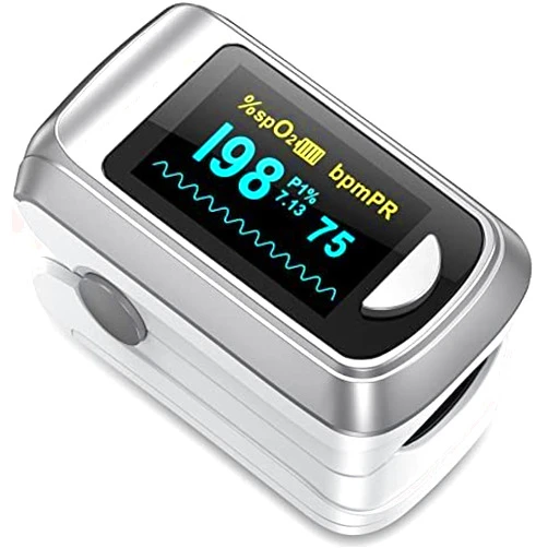 HealthTree Fingertip Pulse Oximeter Blood Oxygen Saturation Monitor, Heart Rate and Fast Spo2 Reading Oxygen Meter with OLED Display Screen with AAA Batteries