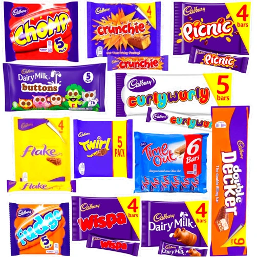 Global Treats Cadbury Chocolate Gift Box - Bulk Chocolate Bars and Bags of Cadbury Chocolate Favourites (60 Bars)