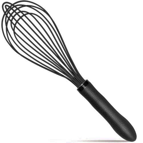 TEEVEA Silicone Whisk,Kitchen Silicone Whisks for Cooking Non Scratch,Wisking Tool Metal Wire Stainless Steel Whisk Egg Bread Silicone Wisk,Small Mini Heat Resistant Whisk 11-Inch,Black