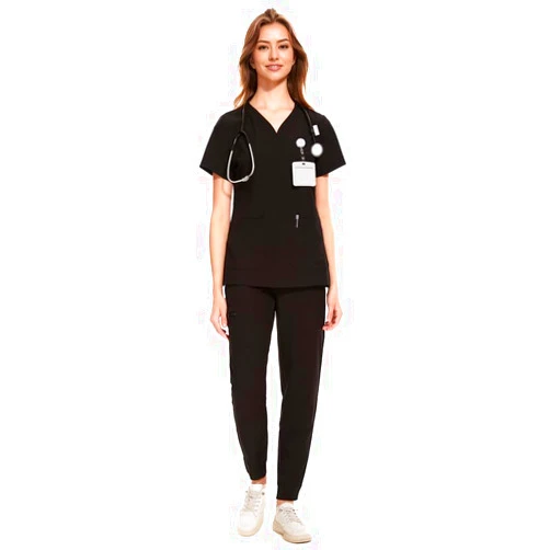 COZYFIT Medical Scrubs for Women Set - Curved V-Neck Scrub Top & Jogger Pants with 8 Pockets