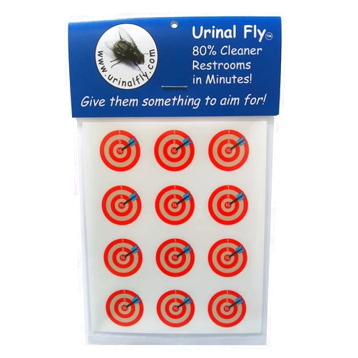 Urinal Fly Toilet Stickers, 12 Pack, Numbered Red Bullseye with Arrow, 80% Cleaner Bathrooms in Minutes!