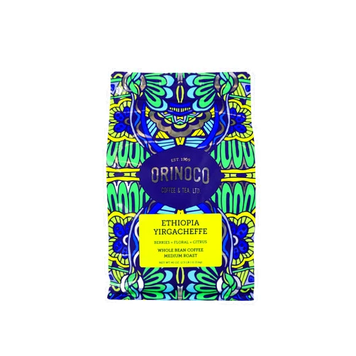 Orinoco Coffee and Tea Orinoco Ethiopian Yirgacheffe 2.5lb bag, Medium Roast, Whole Bean Coffee, 100% Arabica beans