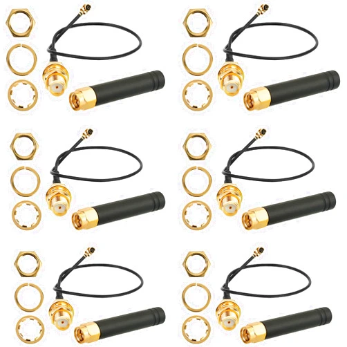 MakerHawk 6PCS LoRa Antenna 915MHz 2dBi U.FL IPEX to SMA Connector for ESP32 Lora WiFi Module IoT (15cm, 868MHz-930MHz)
