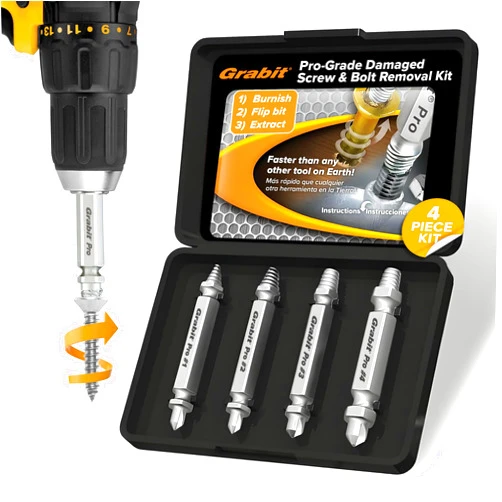 Alden 8440P Grabit Pro Broken Bolt and Damaged Screw Extractor 4 Piece Kit