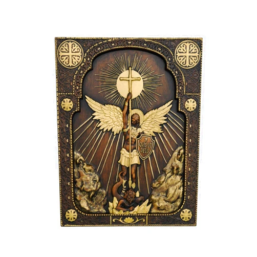 Bgcarpenter Archangel Michael Wall Decor Religious Handmade Wooden Wall Art Plaque Christmas Gift - 10 Inch