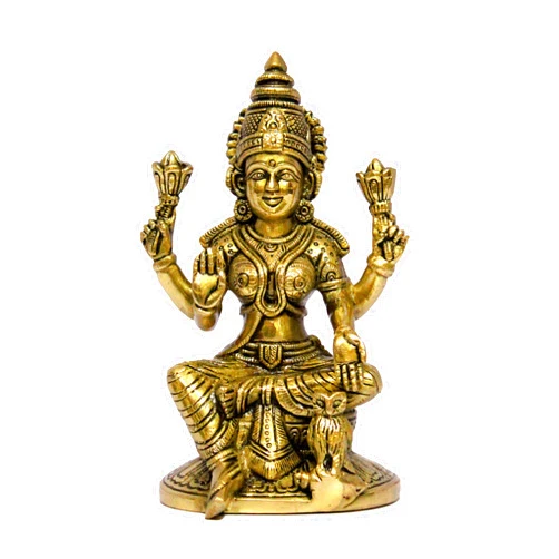 eSplanade Brass Laxmi Lakshmi Goddess Murti Idol Statue Figurine Sculpture | Pooja Idols - Home Decor | Golden - 6.75