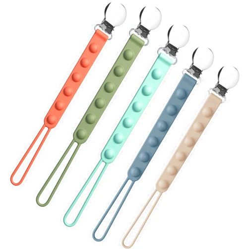 Viyuse One-Piece Pacifier Clips Baby Girl-Silicone Pacifier Clip-Pacifier Holder Leash-Teething Toys,Soothers Binky Paci Clip Fits Pacifier Unisex Baby Birthday Shower Gift 5 Pack