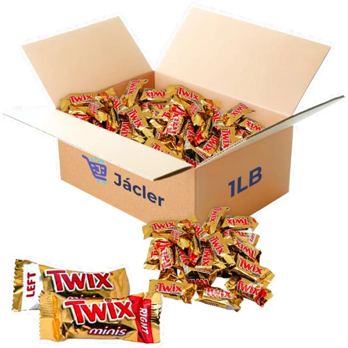 JÁCLER TWIX Caramel Chocolate Minis - Irresistible Milk Cookie Bars - Individually Wrapped in Classic Golden Foil - Perfect Bulk Candy for Holidays & Birthday (1 POUND)