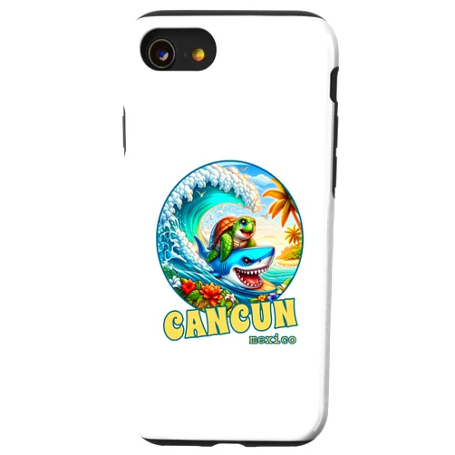 Cancun Mexico Rocks Apparel iPhone SE (2020) / 7 / 8 Cancun Mexico Surfing Sea Turtle and Shark Case