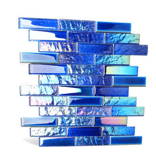 Blujellyfish Blue Glass Porcelain Tile Box of 5 Square Feet Iridescent Starry Sky Backsplash Tile for Swimming Pool Kitchen Bathroom TSTNB18 (5 Square Feet)