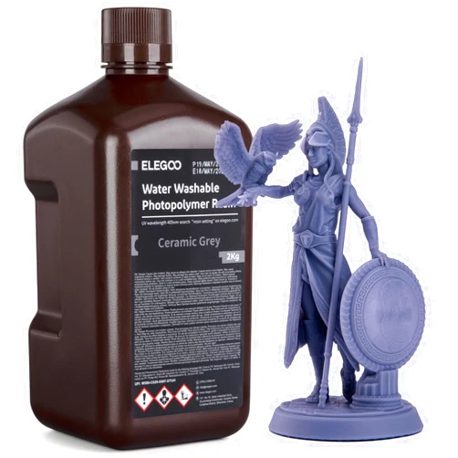 ELEGOO Water Washable 3D Printer Resin 2.0 UV-Curing Resin 405nm Standard Photopolymer Resin for Mars Saturn Jupiter MSLA DLP LCD 3D Printing 2000Gram Ceramic Grey