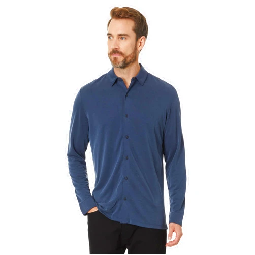 Johnston & Murphy, Men's, Vintage Birdseye Button-Front Knit, Navy, Large, Alpha