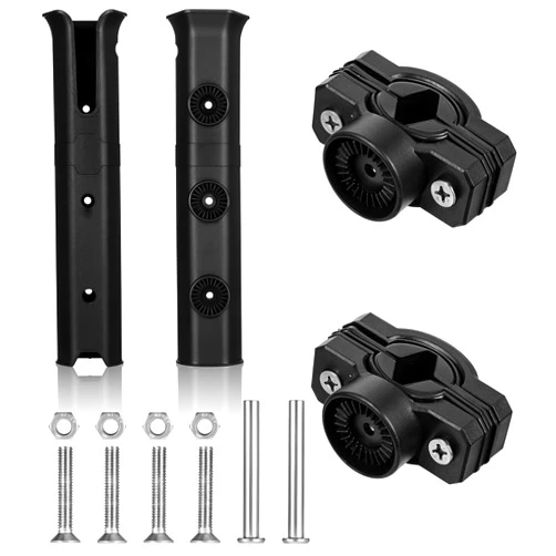 Mekueeex 2 Pcs Rotatable Fishing Rod Holder for Bike, Universal Fit, Black Plastic, Surface Mount