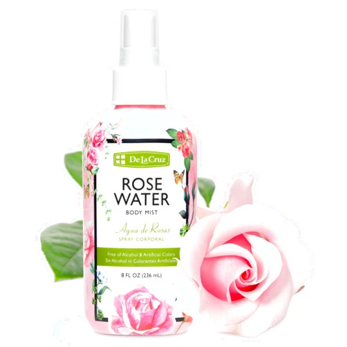 De La Cruz Rose Water Body Mist - Rosewater Spray for Face, Skin and Hair 8 fl oz (1 Bottles)