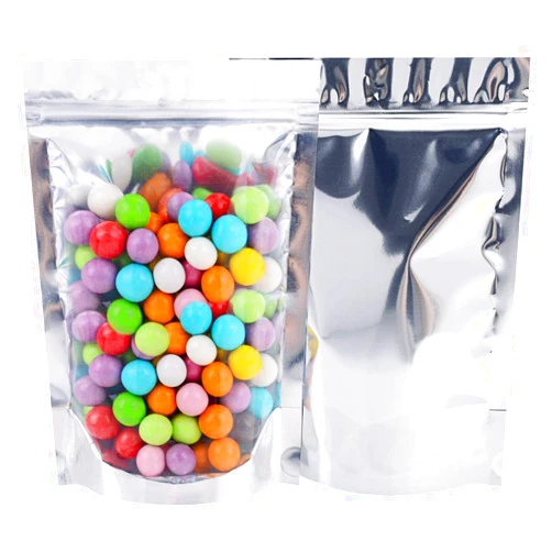ZNCMRR 100PCS Resealable Mylar Bags for Food Storage, 9.4'' x 14.6'' Smell Proof Ziplock Bags Freestanding, Aluminum Foil Packaging Pouches Bag for Cookies, Nuts, Tea, Candy - 5.5 Mil