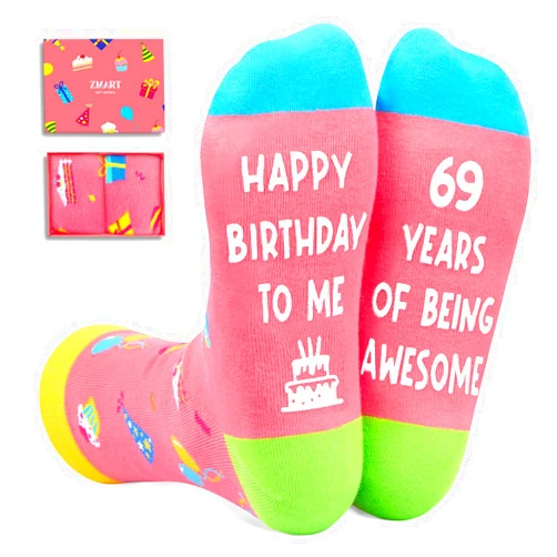 Zmart 65TH 70TH Birthday Gifts - 61 62 63 64 65 66 67 68 69 70 Birthday Gift Socks for Women