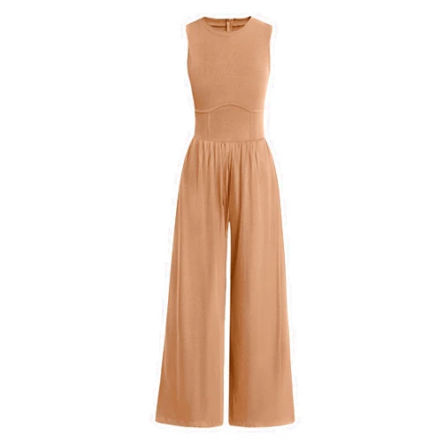 ANRABESS Womens Jumpsuits Dressy Summer Casual One Piece Outfits High Neck Tank Top Wide Leg Pants Rompers Jumper Pockets