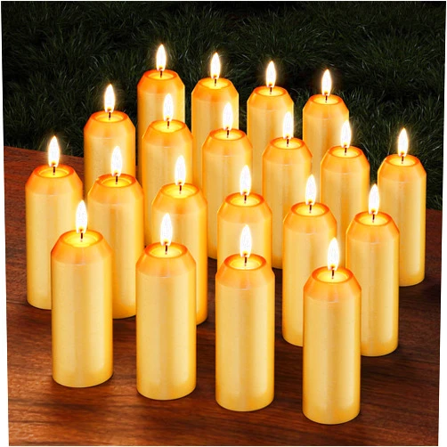 NOMFIX 20Pack 15H+ Natural Beeswax Candles Emergency Long Burning [18H+ Inside Candle Lanterns], 3“ Small Bees Wax Pillar Candle Bulk, Survival Candles for Power Outage, Camping, Hurricane