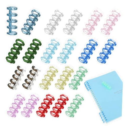 Andibro 22 Pcs 5 Ring Plastic Loose Leaf Binder Rings, Multi-Color Binding Spines Snap Split Binding Combs for Notebook Diary Scrapbook Photo Album