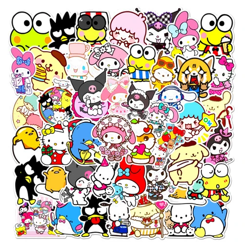 XYLL Cute Sanrio Cartoon Stickers for Kids Water Bottle 50pcs Pack, Kawaii Waterproof Vinyl Stickers for Teen Girl Laptop Skateboard Bike Guitar Laggage Bicycle Travel Case (Japanese Cartoon)