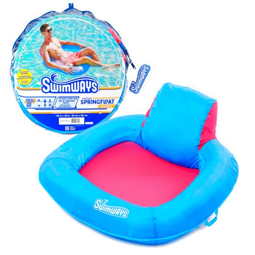 SwimWays Spring Float Premium SunSeat Pool Chairs for Swimming Pool, Inflatable Pool Floats Adult with Fast Inflation for Ages 15 & Up
