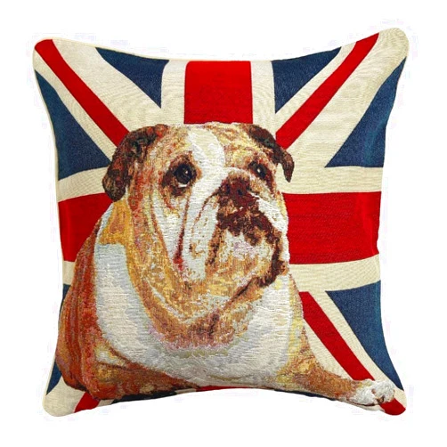 Signare Tapestry Cushion Cover 18 x18 inches 45cm x 45cm Decorative Sofa Cushions with Union Jack Bulldog Design (CCOV-PN-UJBULL)