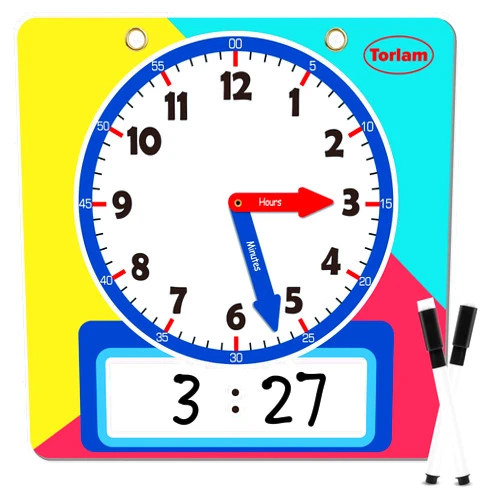Torlam Magnetic Writable Dry Erase Learning Clock | Clock for Kids Learning to Tell Time | Large 12