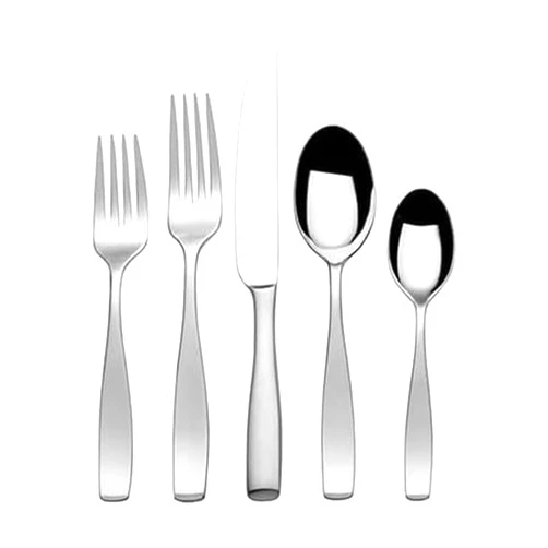 Mikasa Satin Loft 65-Piece Flatware Set for 12, 18/10 Stainless Steel Silverware with Forks, Knives, Spoons, and Serving Utensils, Durable and Elegant Design